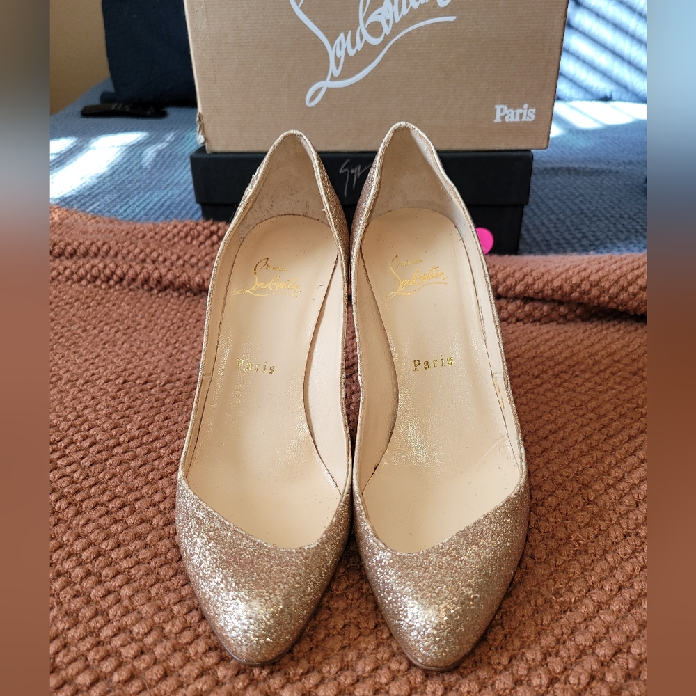 Christian Louboutin Helmour Glitter Gold Minis